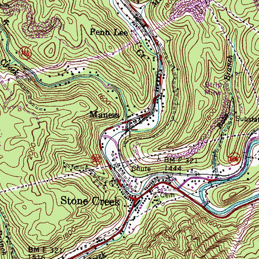 Topographic Map of Puckett Creek, VA