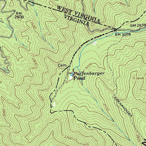 Topographic Map of Puffenbarger Pond, VA