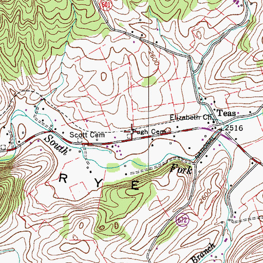 Topographic Map of Pugh Cemetery, VA