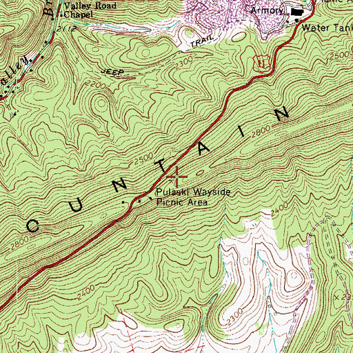 Topographic Map of Pulaski Wayside Picnic Area, VA