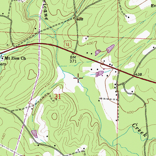 Topographic Map of Toxeys Spring Branch, AL