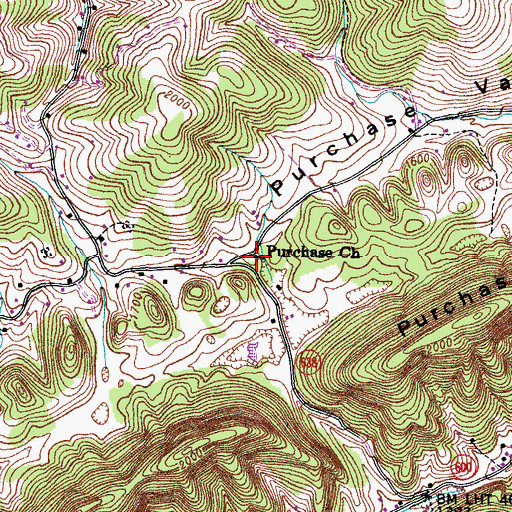 Topographic Map of Purchase Church, VA