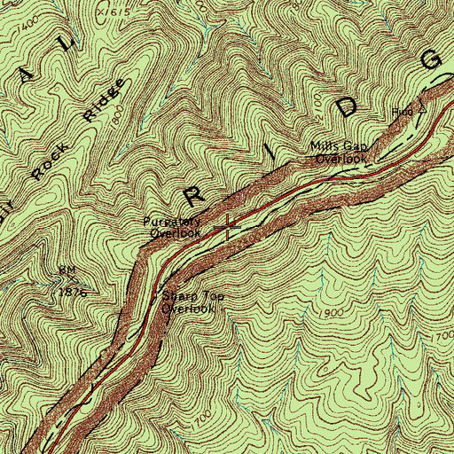 Topographic Map of Purgatory Overlook, VA