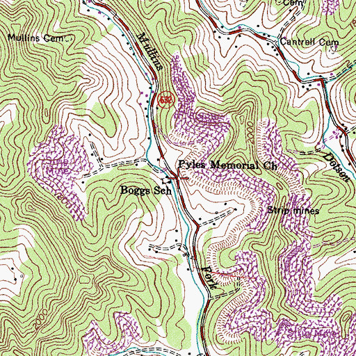 Topographic Map of Pyles Memorial Church, VA