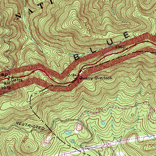 Topographic Map of Quarry Overlook, VA
