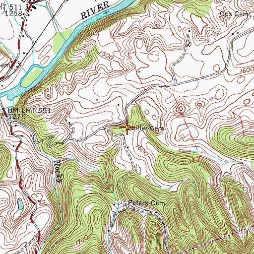 Topographic Map of Quillen Cemetery, VA