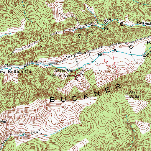 Topographic Map of Quillin Cemetery, VA