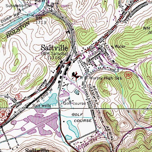 Topographic Map of Northwood High School, VA