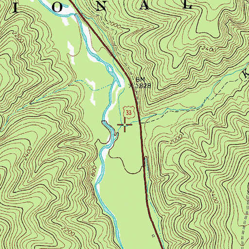 Topographic Map of Raccoon Run, VA