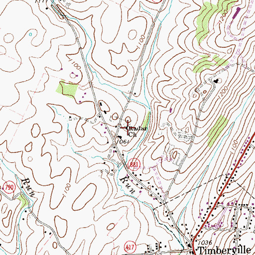 Topographic Map of Radar Church, VA