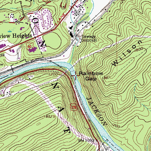 Topographic Map of Rainbow Gap, VA