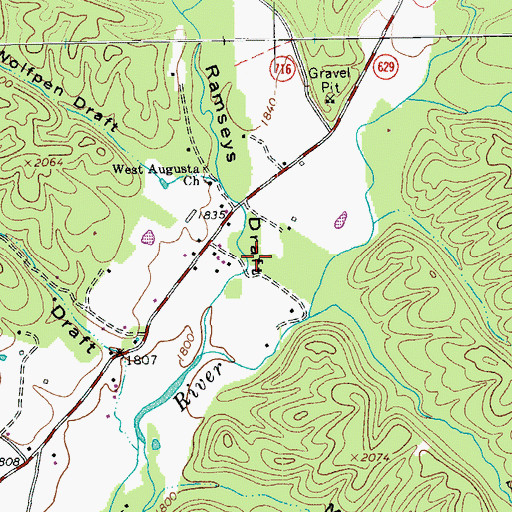 Topographic Map of Ramseys Draft, VA