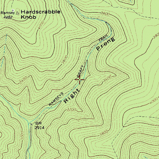 Topographic Map of Ramseys Draft Trail, VA