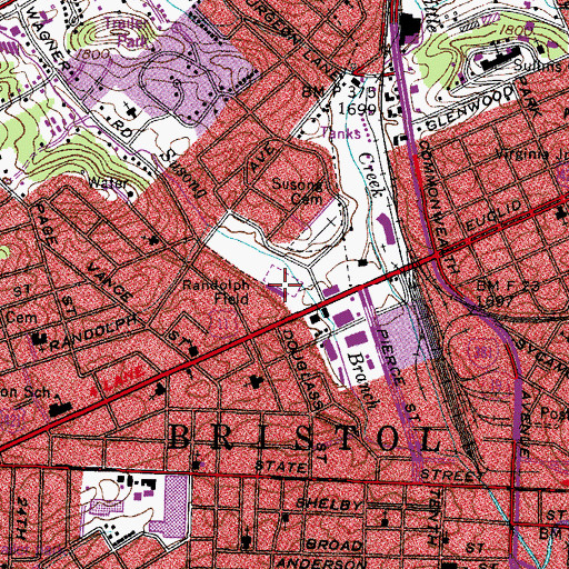 Topographic Map of Randolph Field, VA