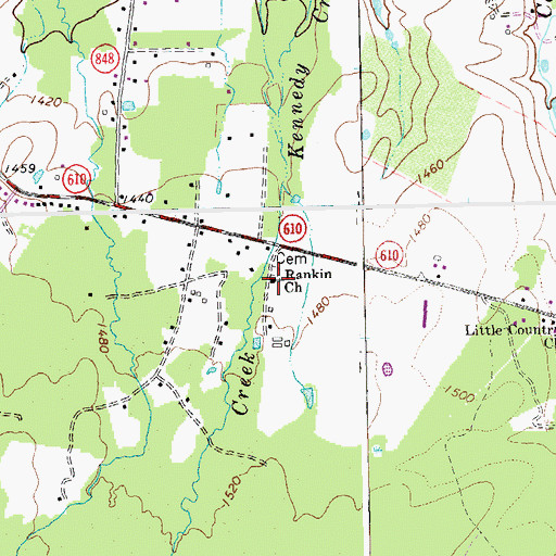 Topographic Map of Rankin Church, VA