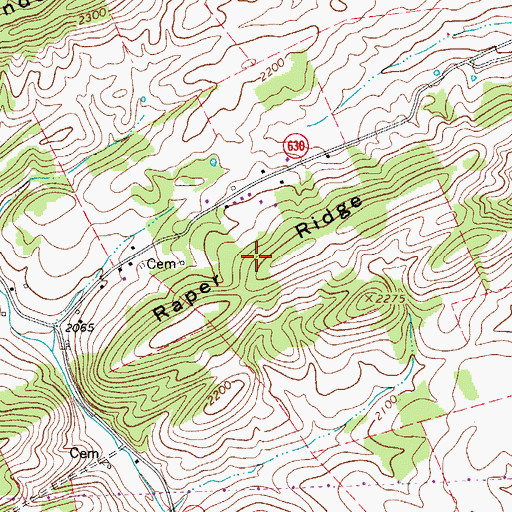 Topographic Map of Raper Ridge, VA