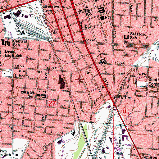 Topographic Map of Truevine Primitive Baptist Church, AL