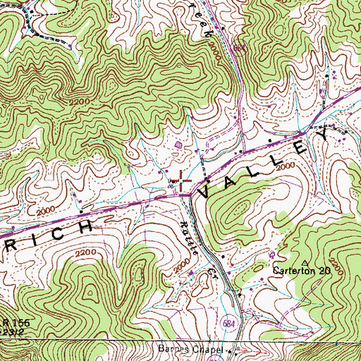 Topographic Map of Rattle Creek, VA