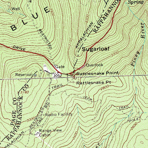 Topographic Map of Rattlesnake Point, VA