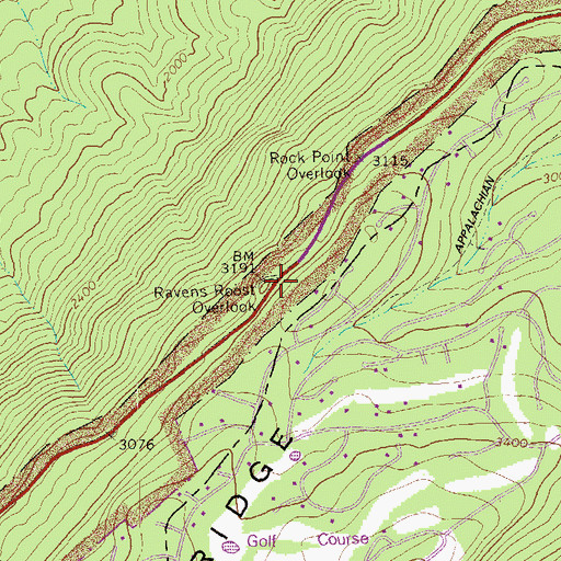Topographic Map of Ravens Roost Overlook, VA