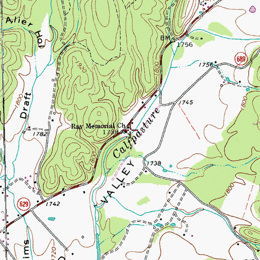 Topographic Map of Ray Memorial Church, VA