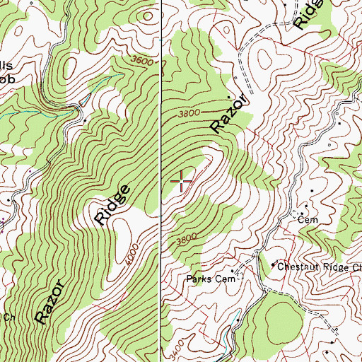 Topographic Map of Razor Ridge, VA