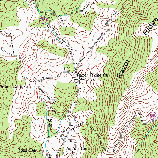 Topographic Map of Razor Ridge Church, VA