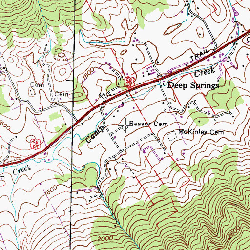 Topographic Map of Reasor Cemetery, VA