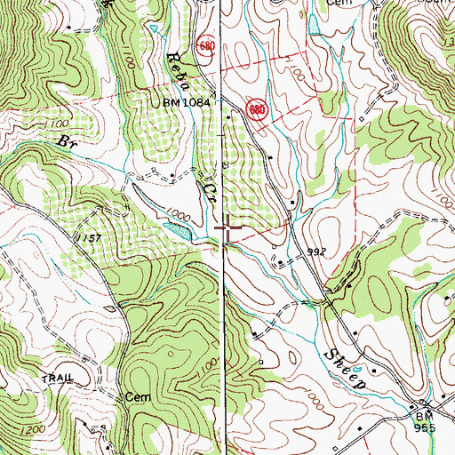 Topographic Map of Reba Creek, VA