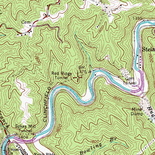 Topographic Map of Red Ridge Tunnel, VA