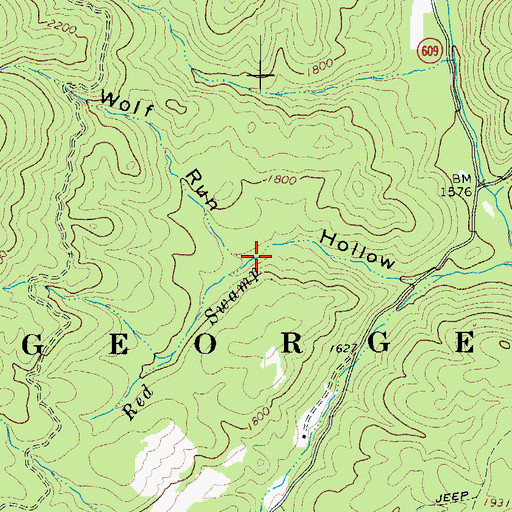 Topographic Map of Red Swamp, VA
