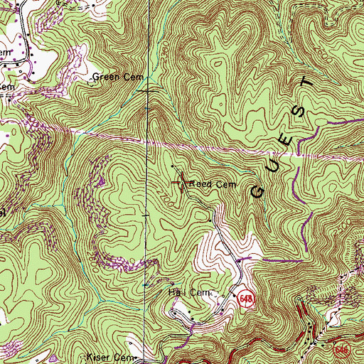 Topographic Map of Reed Cemetery, VA