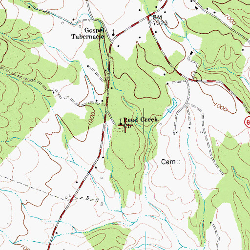 Topographic Map of Reed Creek Church, VA