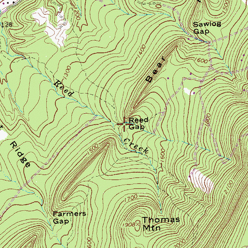 Topographic Map of Reed Gap, VA