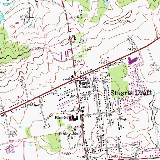 Topographic Map of Reeds Chapel, VA