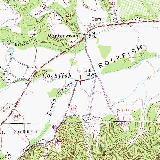Topographic Map of Reids Creek, VA