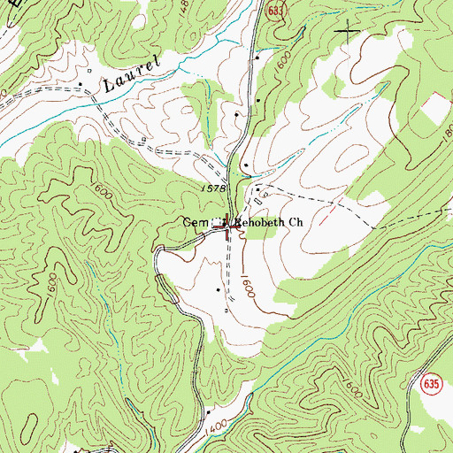 Topographic Map of Rehobeth United Methodist Church, VA