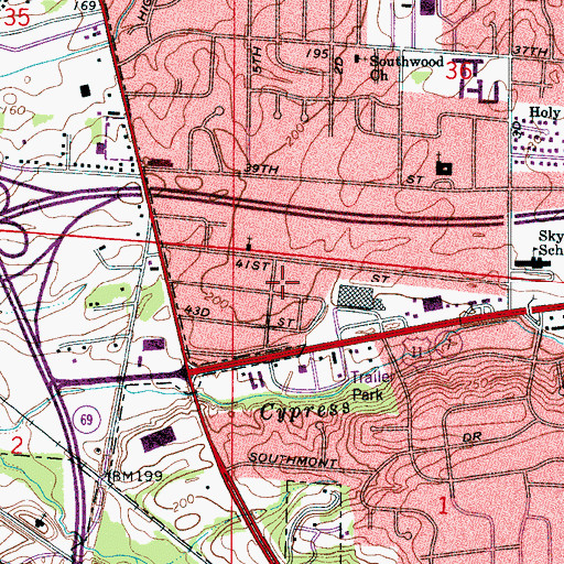 Topographic Map of Tuscaloosa Church of God, AL