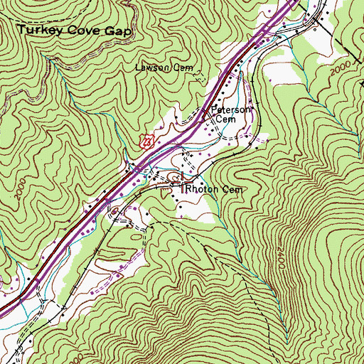 Topographic Map of Rhoton Cemetery, VA