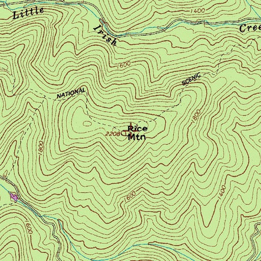 Topographic Map of Rice Mountain, VA