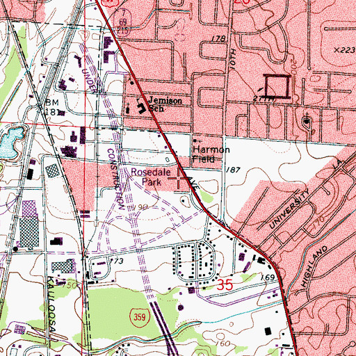 Topographic Map of Tuscaloosa Community Center, AL
