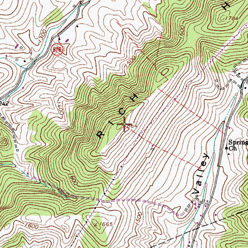 Topographic Map of Rich Hill, VA