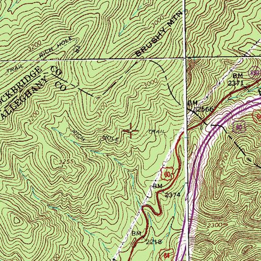 Topographic Map of Rich Hole Trail, VA