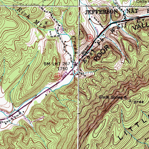 Topographic Map of Rich Mountain Creek, VA