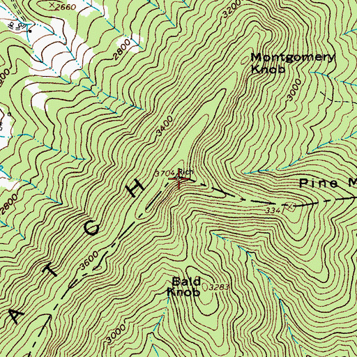 Topographic Map of Rich Patch Mountains, VA