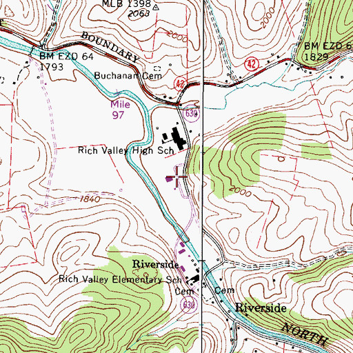Topographic Map of Rich Valley Elementary School, VA