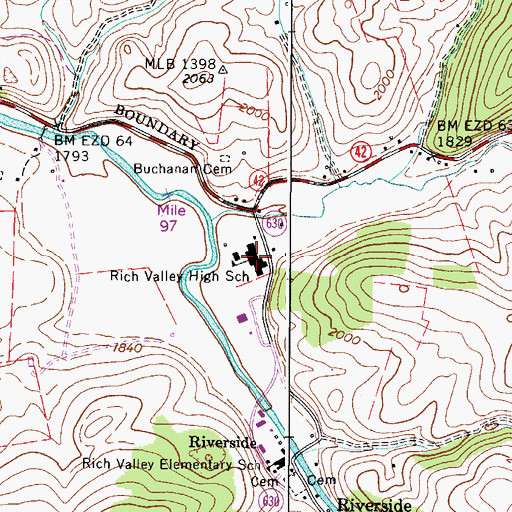 Topographic Map of Northwood Middle School, VA