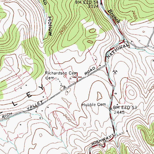 Topographic Map of Richardson Cemetery, VA