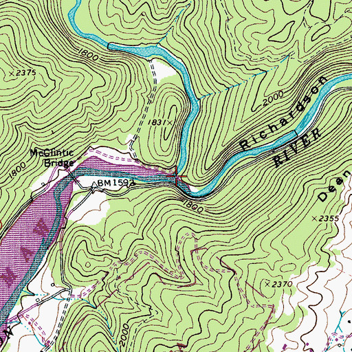Topographic Map of Richardson Gorge, VA