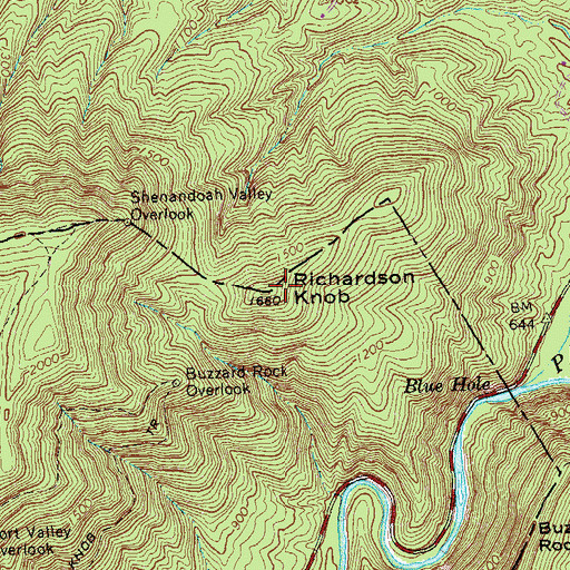 Topographic Map of Richardson Knob, VA